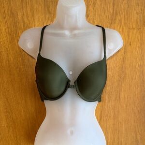 Victoria's Secret Olive Green Bra 34C Front Close Strappy Back